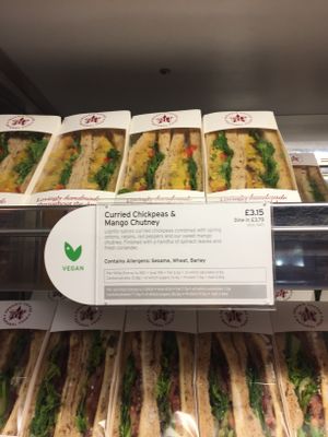 vegan sandwich  at LHR - Pret A Manger - T4 & 5 in West London