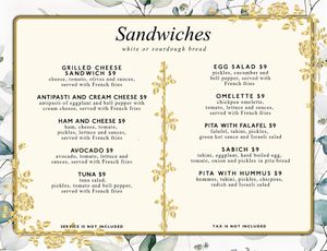 Sandwiches Menu at Lands in Love - Vegan Hotel & Resort in Alajuela