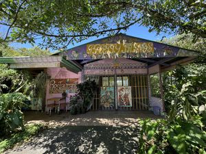 Front of the main road cafe.  at Lands in Love - Vegan Hotel & Resort in Alajuela
