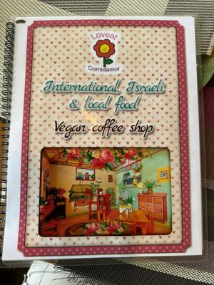 Menu of roadside cafees  at Lands in Love - Vegan Hotel & Resort in Alajuela