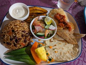 Typical Costa Rican Breakfast at Lands in Love - Vegan Hotel & Resort in Alajuela