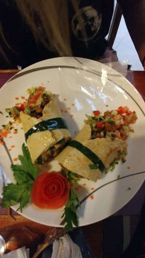 Lafa Wrap made GF with a large corn tortilla at Lands in Love - Vegan Hotel & Resort in Alajuela