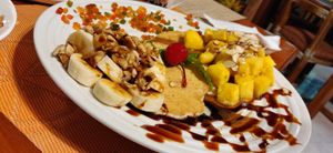 Vegan pancakes with loads of toppings! at Lands in Love - Vegan Hotel & Resort in Alajuela