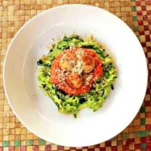 zoodles with veggie balls and tomato sauce at Pituq - Ikan Duyung in 
