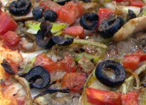 Here is a picture of our Vegan pizza up close and personal.

ჩვენი სამარხვო პიცა. at Ronny's Pizza in Tbilisi