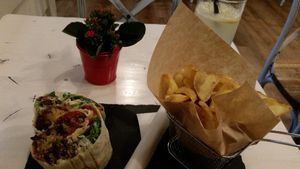 Falafelwrap and fries at Veggiezz - Am Salzgriess in Vienna