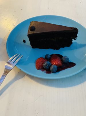 Vegan Sacher Torte 🍰  at Veggiezz - Am Salzgriess in Vienna
