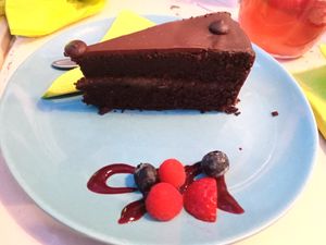 Chocolate cake at Veggiezz - Am Salzgriess in Vienna