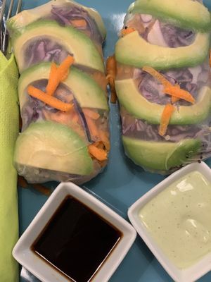 Summer rolls with peanut sauce  at Veggiezz - Am Salzgriess in Vienna