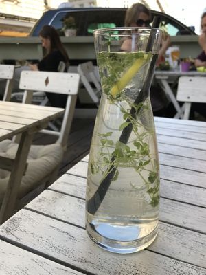 Lemon and thyme lemonade @ Veggiezz, Vienna at Veggiezz - Am Salzgriess in Vienna