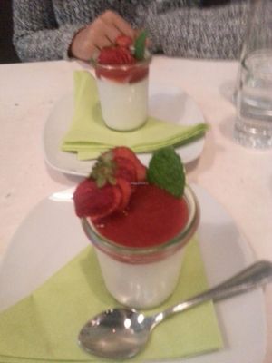 amazing cream cheese desert! at Veggiezz - Am Salzgriess in Vienna