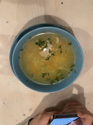 Vegetable soup  at Veggiezz - Am Salzgriess in Vienna