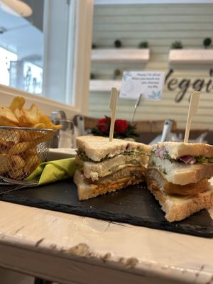 Schnitzel club sandwich  at Veggiezz - Am Salzgriess in Vienna