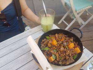 Quinotto with sweet potato and mushrooms at Veggiezz - Am Salzgriess in Vienna