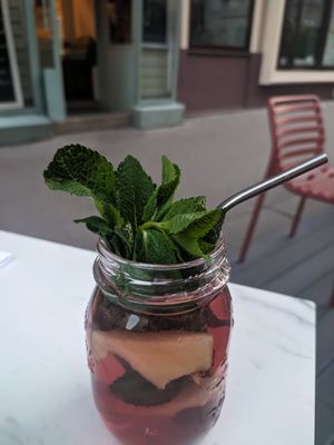 Ginger mint hibiscus lemonade at Veggiezz - Am Salzgriess in Vienna