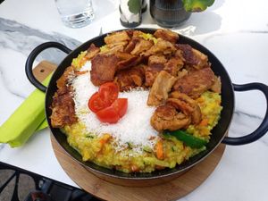 Curry quinotto with extra protein at Veggiezz - Am Salzgriess in Vienna