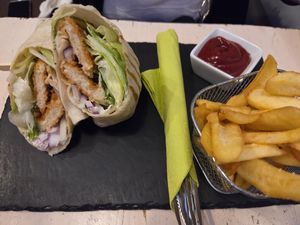 Schnitzel wrap at Veggiezz - Am Salzgriess in Vienna