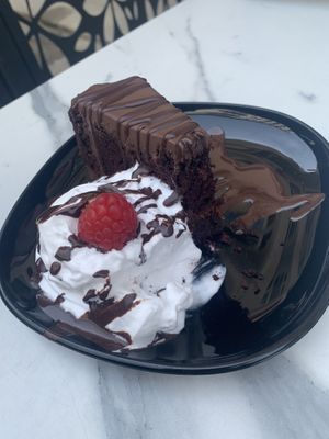 Sachertorte with whipped cream. Could be sweeter for my personal taste, but still tasty!  at Veggiezz - Am Salzgriess in Vienna