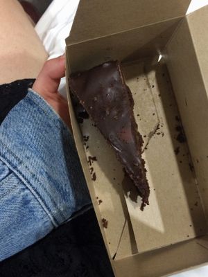 Takeaway sachertorte
A little messy but SUPER delicious! at Veggiezz - Am Salzgriess in Vienna