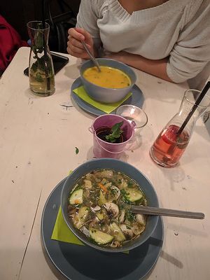 soups and homemade drinks at Veggiezz - Am Salzgriess in Vienna