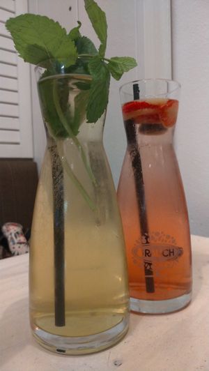 Mate and mint (left) and raspberry and rose (right) lemonades at Veggiezz - Am Salzgriess in Vienna
