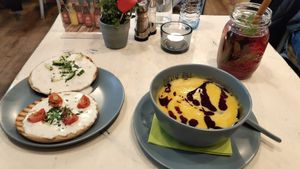 Pumpkin soup at Veggiezz - Am Salzgriess in Vienna