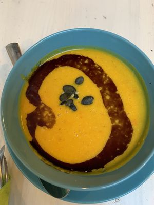 Pumpkin soup at Veggiezz - Am Salzgriess in Vienna