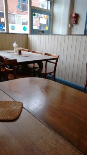 small and cozy at Red Triangle Cafe in Burnley