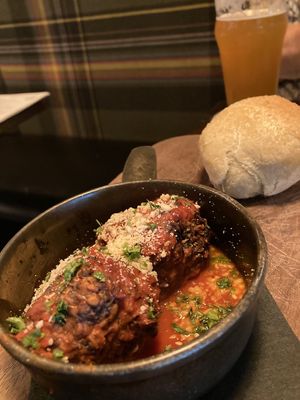 Vegan meatballs  at Crumb & Spigot in Chagrin Falls
