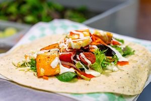 Tofu Wrap with Housemade Vegan Sour Cream  at Grazers Restaurant in Kent