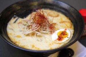 Vegan Ramen with Vegan Egg at Ramen Hood in Los Angeles
