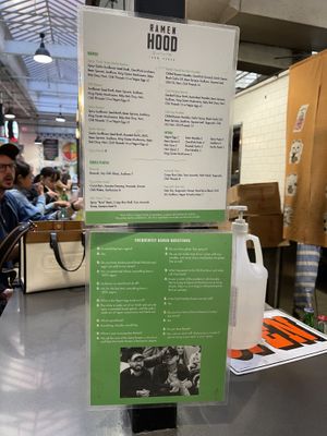 menu   at Ramen Hood in Los Angeles
