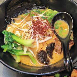 Spicy ramen -  forgot to ask for a vegan egg at Ramen Hood in Los Angeles