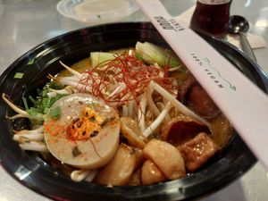 Garlic Ramen + egg at Ramen Hood in Los Angeles
