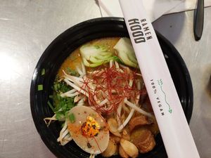 Garlic Ramen + egg at Ramen Hood in Los Angeles