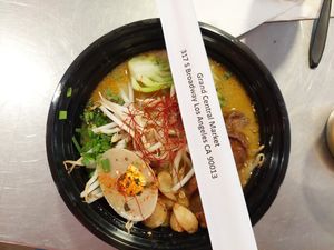 Garlic Ramen + egg at Ramen Hood in Los Angeles