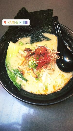 garlic ramen at Ramen Hood in Los Angeles