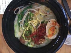 Classic Ramen, plus the tofu vegan egg.  at Ramen Hood in Los Angeles
