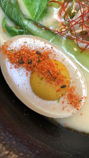 Vegan egg at Ramen Hood in Los Angeles