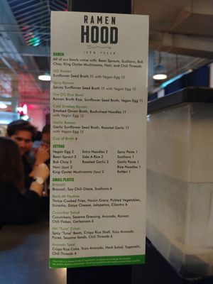 Menu at Ramen Hood in Los Angeles
