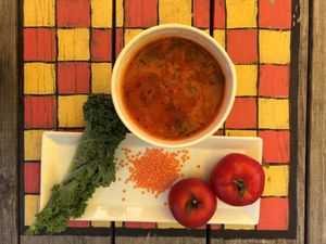 Vegetarian Vegan Mediterranean Lentil Soup at Que de Bonnes Choses in Hudson