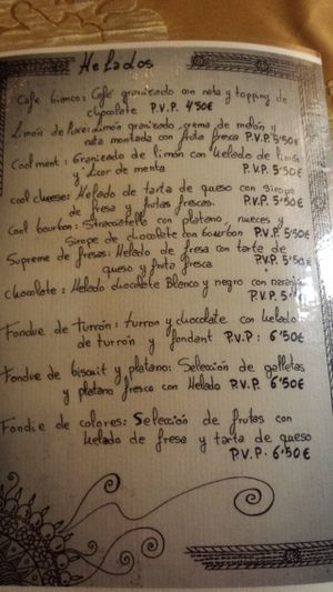 Carta Helados at Embrujo de Granada in Albacete