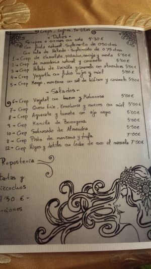 Carta Crepes at Embrujo de Granada in Albacete