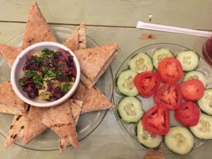 Hummus plate  at Lulu's on Main in Sylva