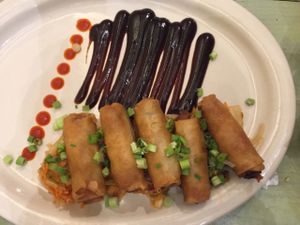Vegetable rolls & Kimchi at Lulu's on Main in Sylva