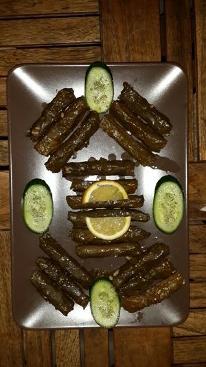 Stuffed grape leaves with olive oil at KafeNAsanat in Istanbul