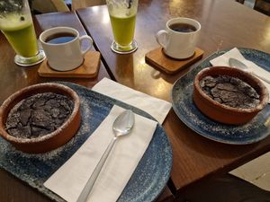 fantastic chocolate souffle  and fresh lime mint lemonade at KafeNAsanat in Istanbul
