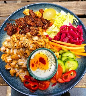 Manti with kofte at KafeNAsanat in Istanbul