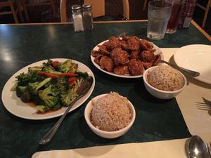 Sesame chicken and broccoli  at Chia Sen in Scarborough