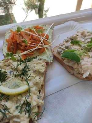 Gluten free open sandwich at Chlebíček Store in Prague